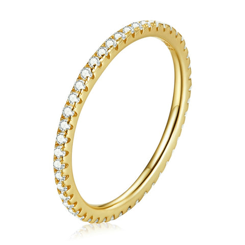 Sterling Silver CZ Simulated Diamond Stackable Ring Platinum Plated