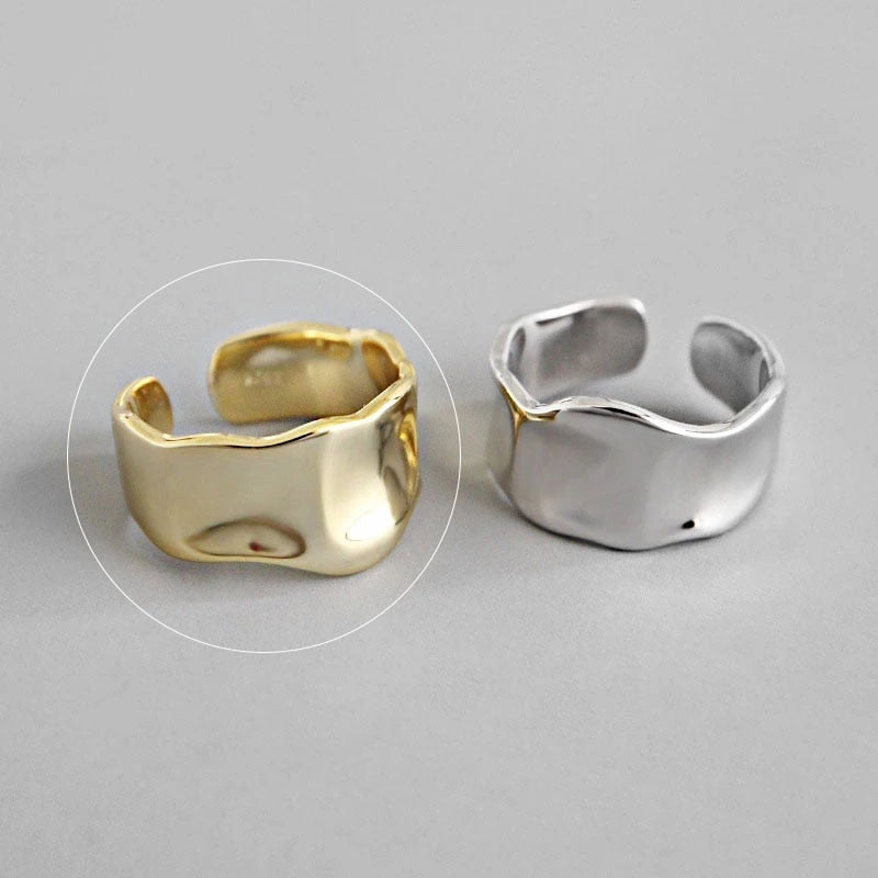 Charming Irregular Chain Geometric Rings Gold Open Rings