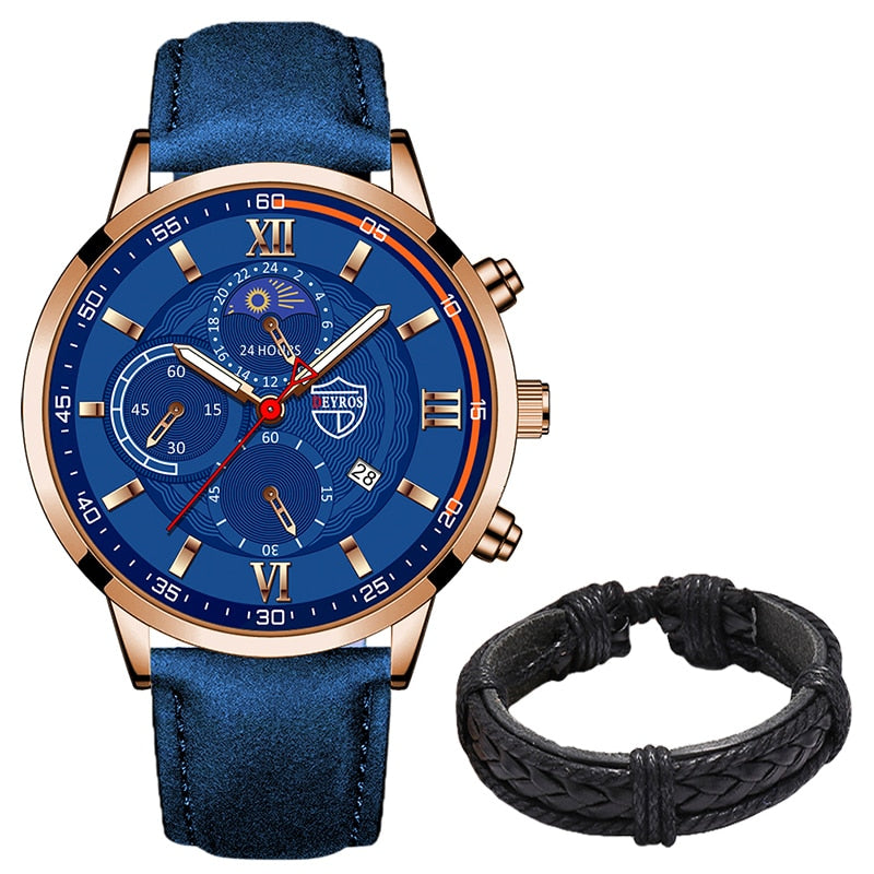 Men Sport Watch Stainless Steel Quartz Wristwatch Man Business Casual Simple
