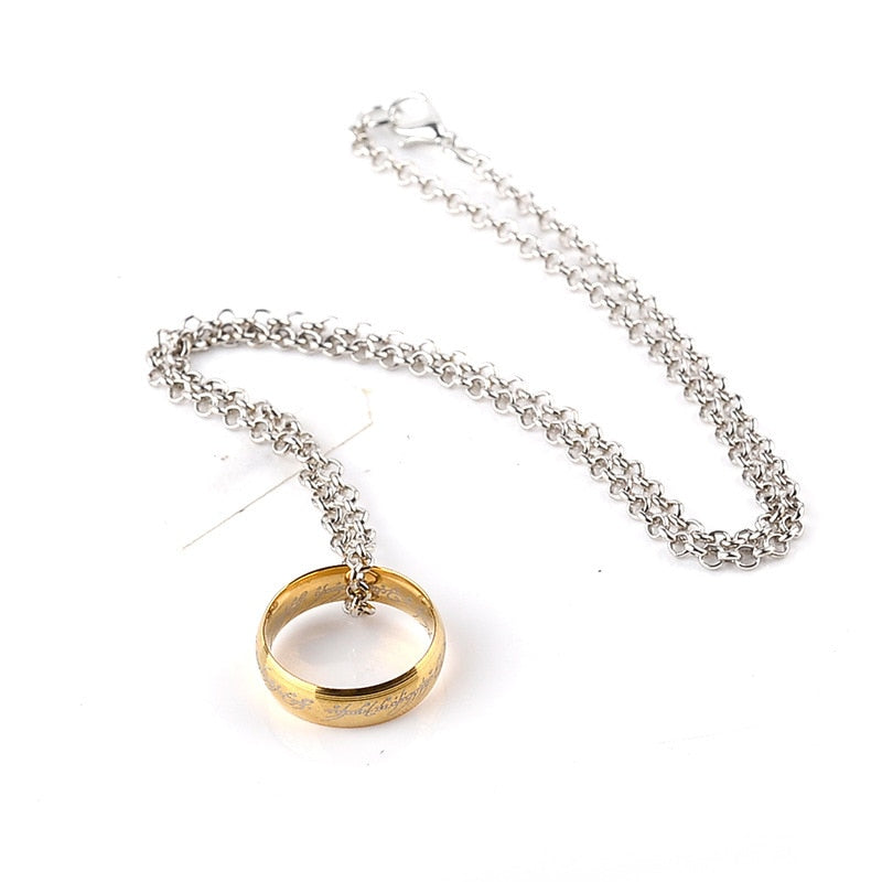 Stainless Steel One Ring Of Power Elf Bilbo Baggins Gollum Tolkien Letter Necklaces