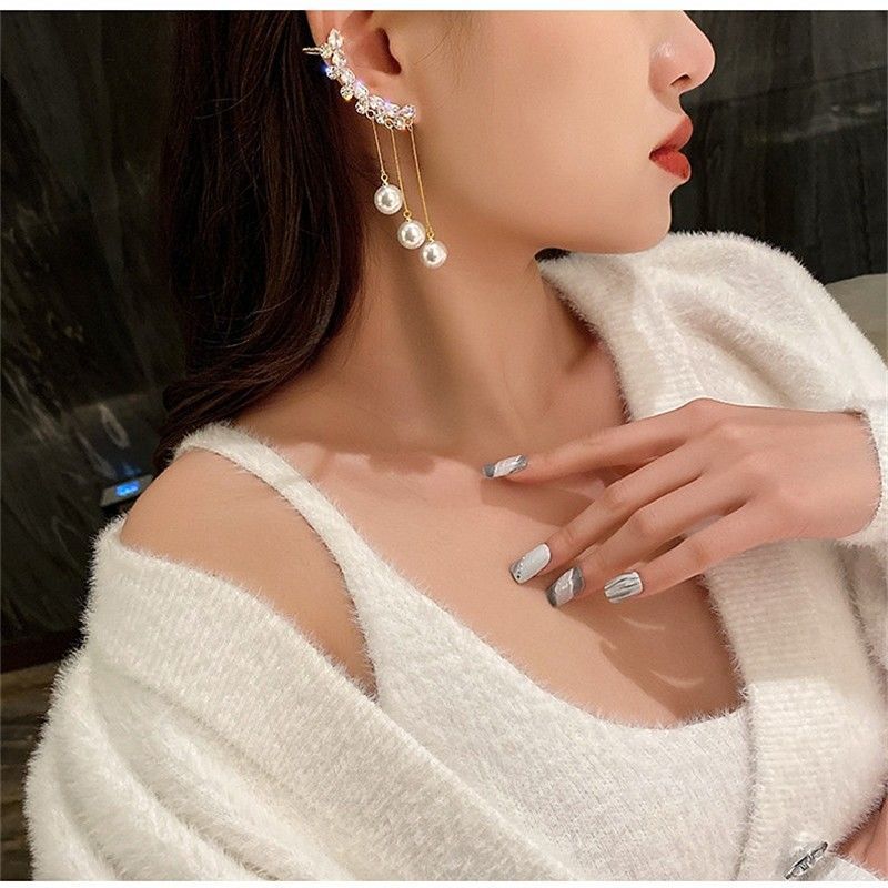 fashion design zircon earrings for women tassels pearl earrings