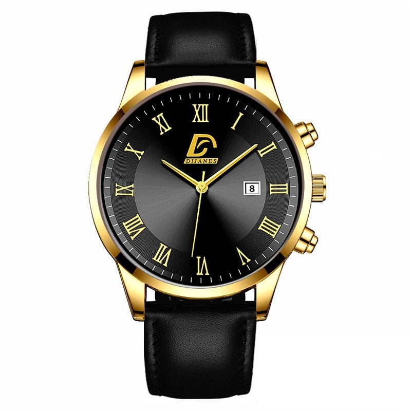 Fashion Mens Gold Stainless Steel Watches Minimalist Quartz Wrist