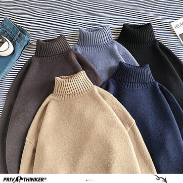 Warm MenTurtleneck Sweaters Solid Color Man Casual Knitter Pullovers