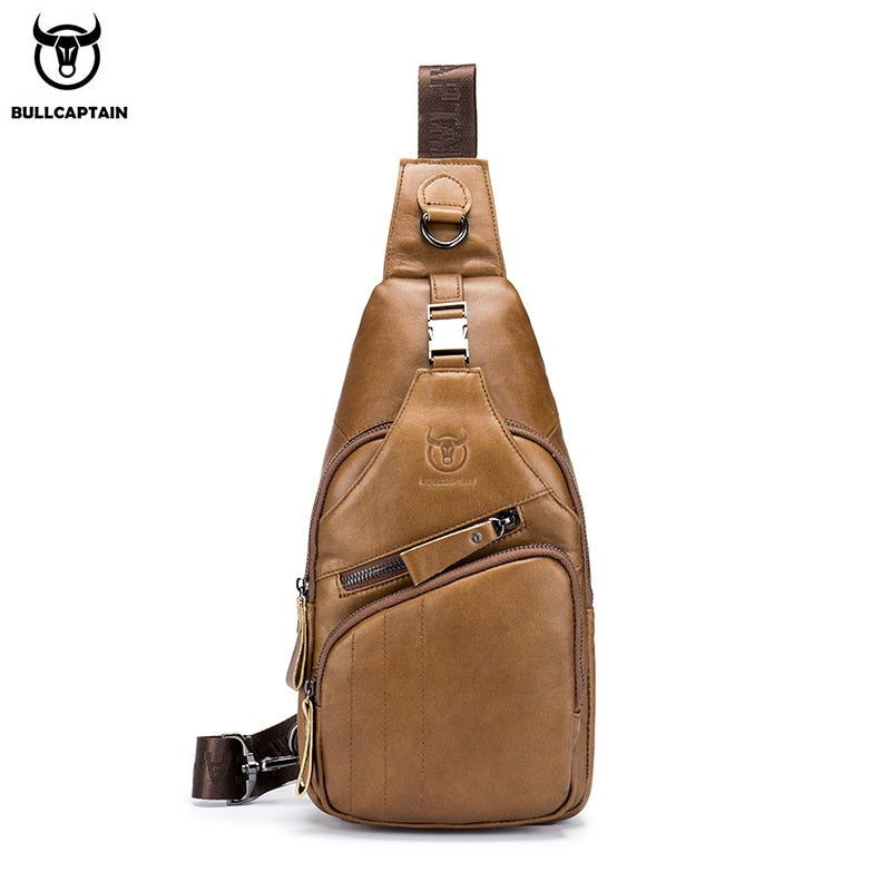 Leather Chest Bag Men Casual Messenger Bag Fashion