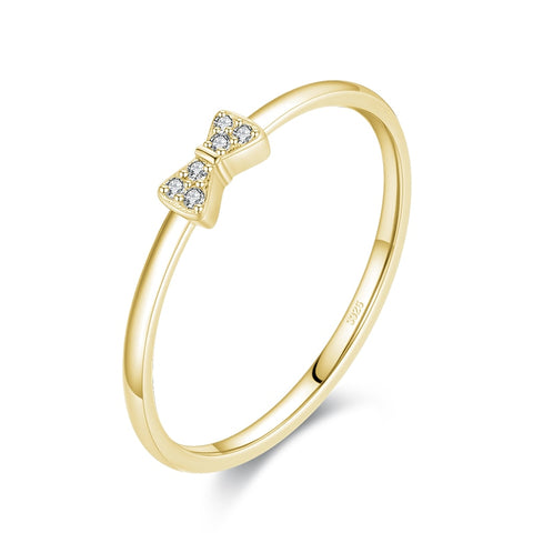 Simple Square Clear CZ Charm Gold Color Finger Rings