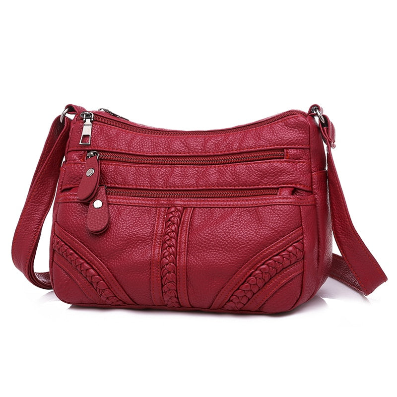 Fashion Women Bag Pu Soft Leather Shoulder Bag Multi-layer Crossbody Bag