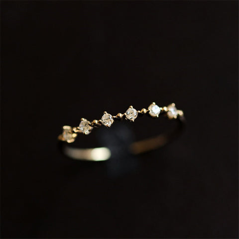 Fashion Simple Pavé Diamond Ring Women Exquisite Sweet Jewelry Accessories