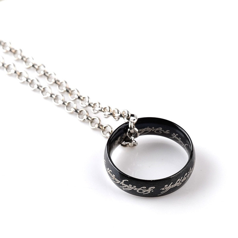 Stainless Steel One Ring Of Power Elf Bilbo Baggins Gollum Tolkien Letter Necklaces