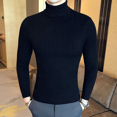 Men Turtleneck Sweaters and Pullovers Fashion Knitted Sweater