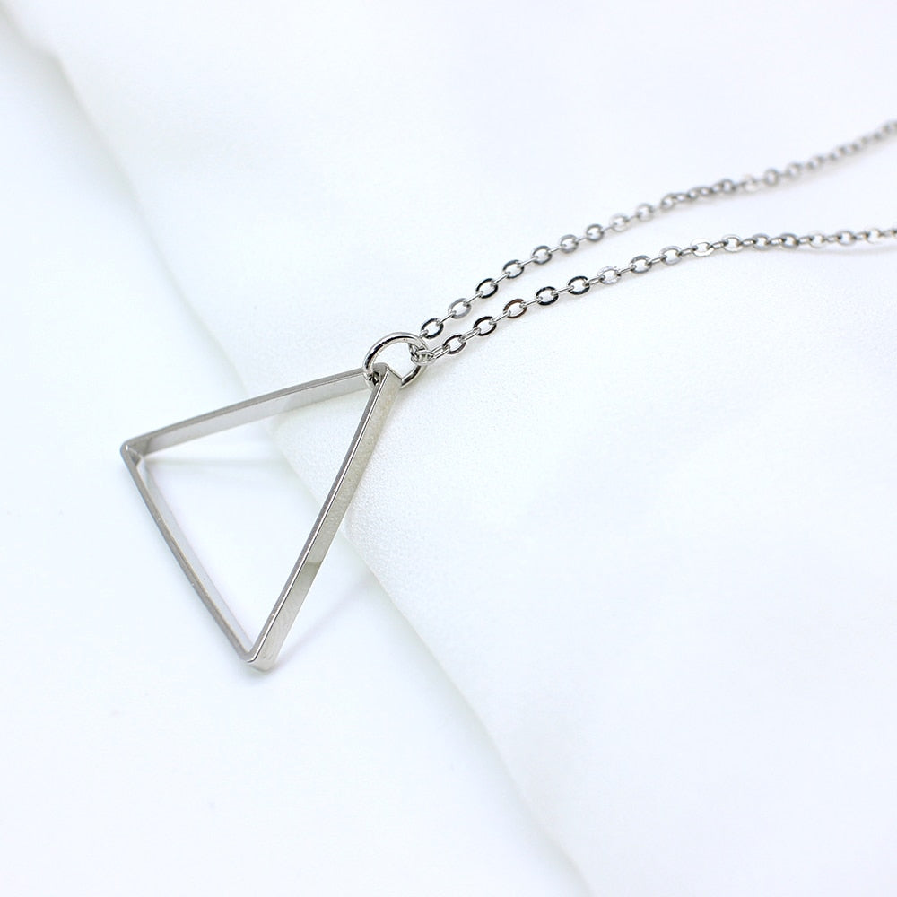 Rectangle Pendant Necklace Men Trendy Simple Stainless Steel