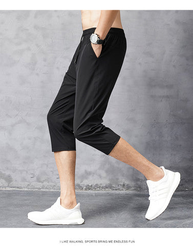 Men Shorts Summer Breeches Thin Nylon 3/4 Length Trousers