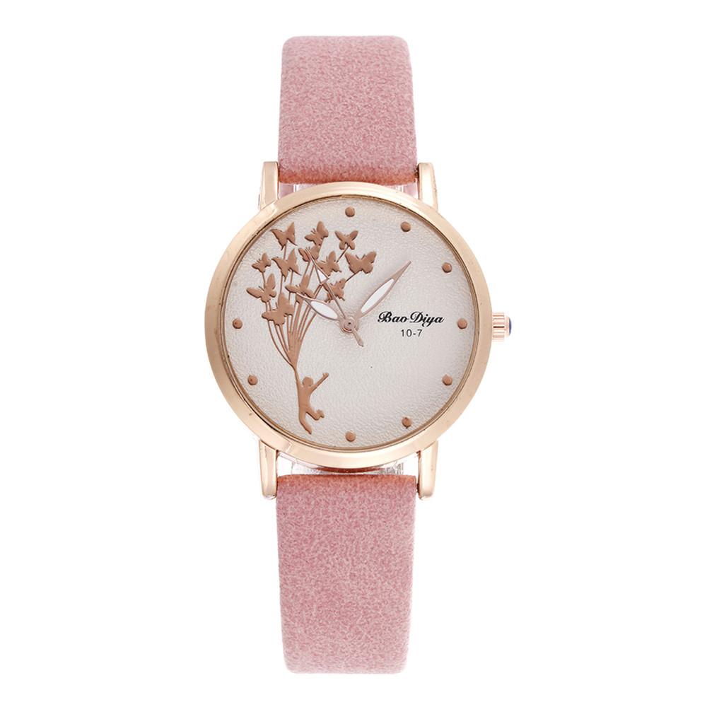 Fashion Butterfly Women Watches Simple Brown Quartz