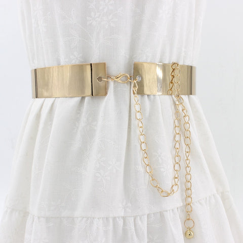 Fashion Women Adjustable Metal Designer Belt Bling Gold Silver Plate Vintage