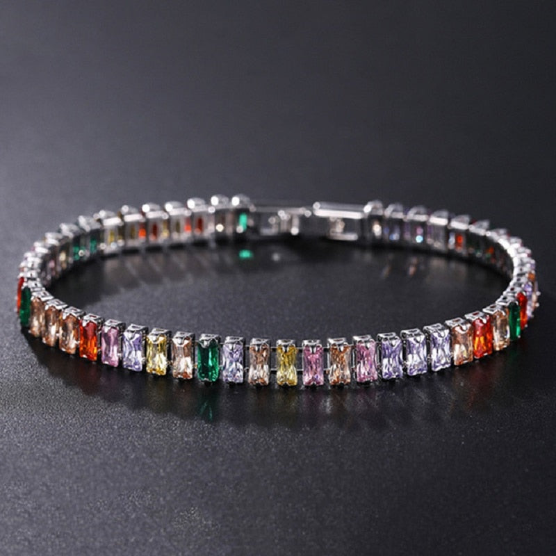 4mm Cubic Zirconia Green Tennis Bracelet Chain Bracelets