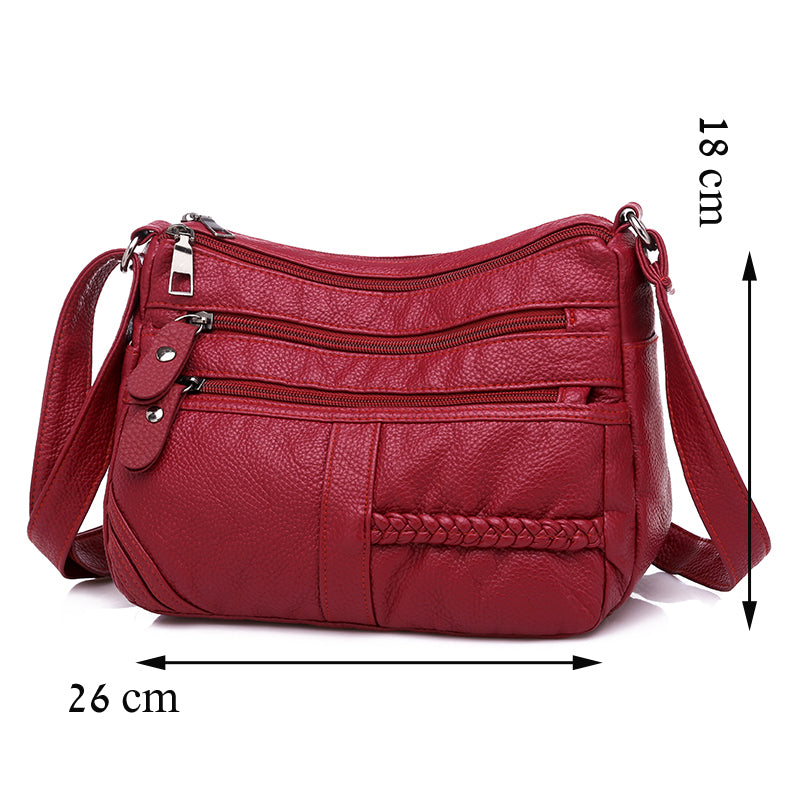 Fashion Women Bag Pu Soft Leather Shoulder Bag Multi-layer Crossbody Bag