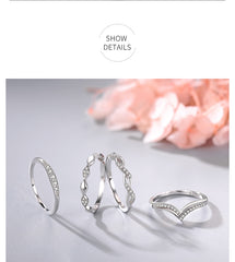 Silver Simple Stackable Female Rings Clear Zircon Finger Ring