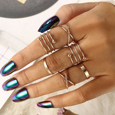 Vintage Boho Crystal Butterfly Rings Set