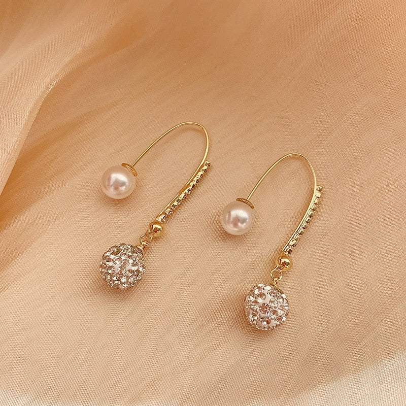 fashion design zircon earrings for women tassels pearl earrings