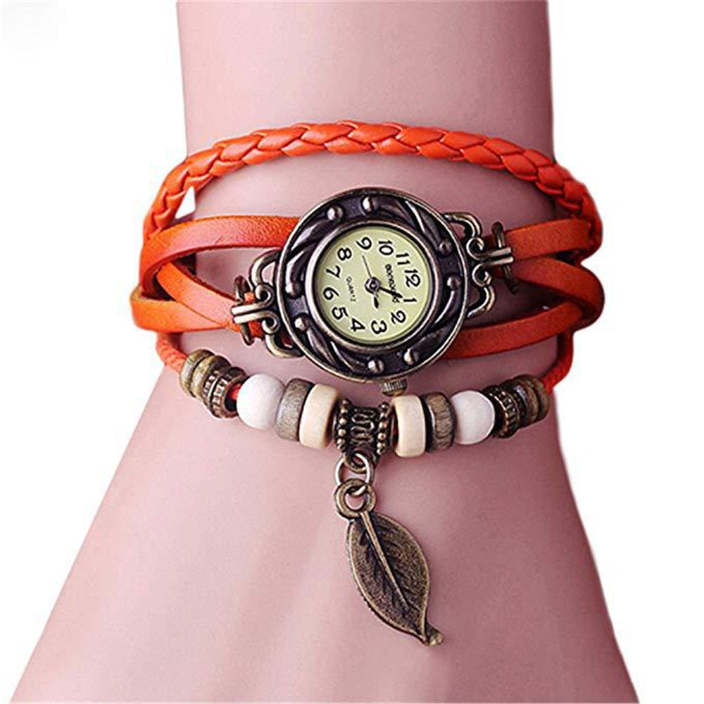 Multicolor High Quality Women Genuine Leather Vintage Quartz Dress Watch