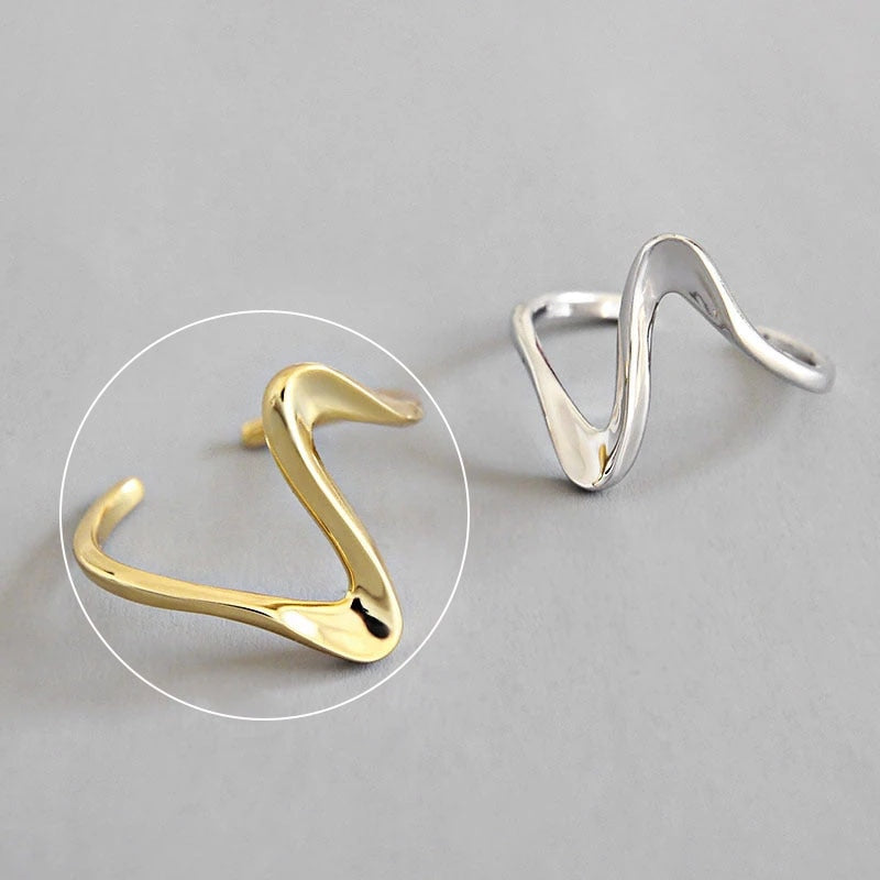 Charming Irregular Chain Geometric Rings Gold Open Rings