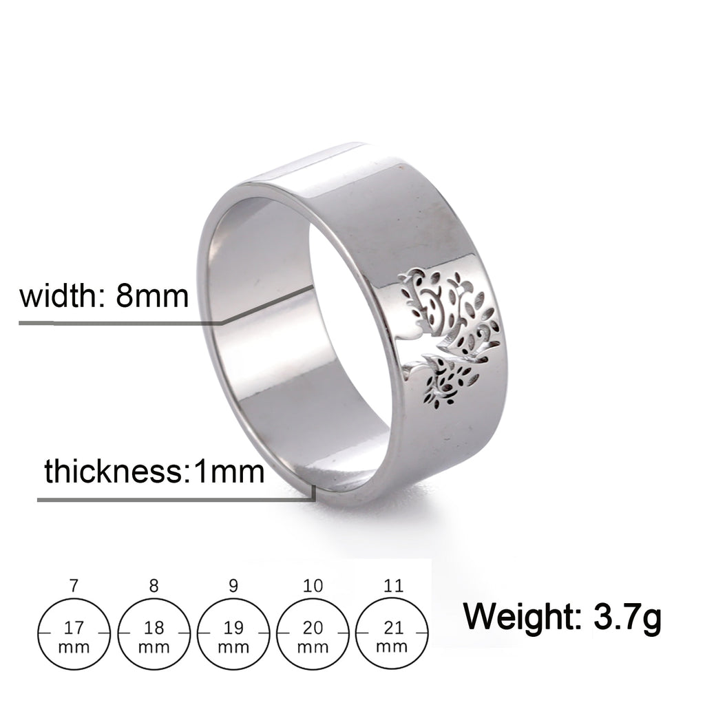 Hollow Stainless Steel Ring for Women Men Viking Tree of Life Finger Rings