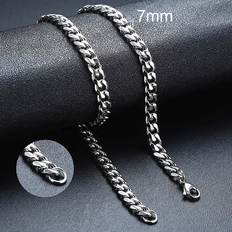 Cuban Chain Necklace Basic Punk Stainless Steel Curb Link Chain Chokers