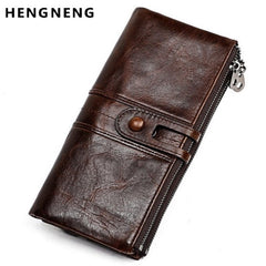 Men Purses Long Zipper Genuine Leather Male Clutch Bags