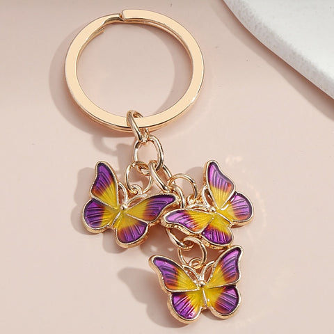 Colorful Enamel Butterfly Keychain Insects Car Key