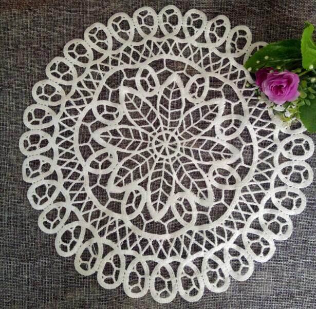 flower Lace Round Embroidery table place mat