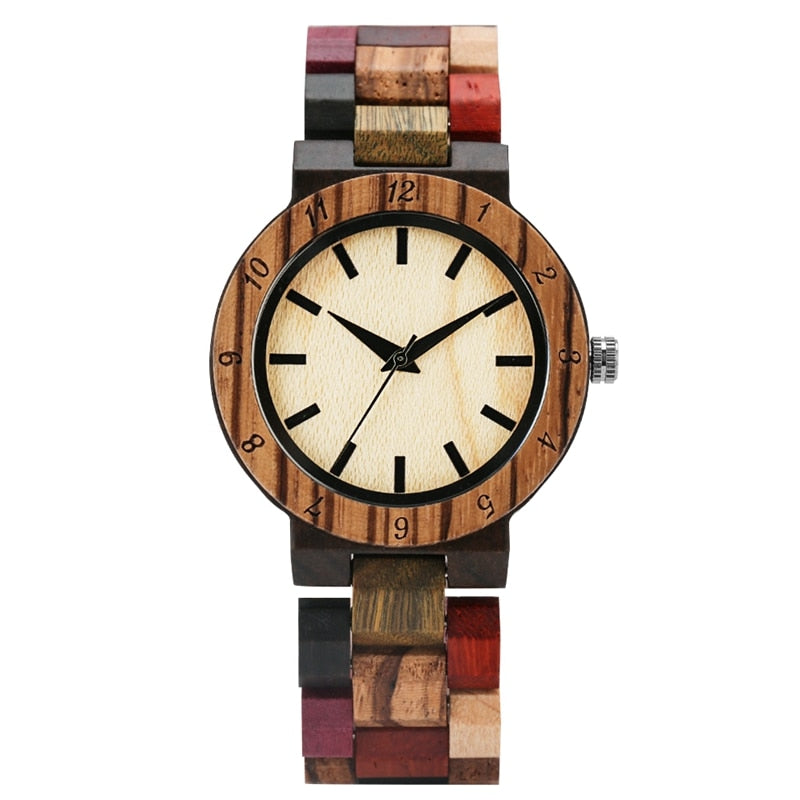 Irregular Blue Lines Watch Women Fashion Wooden Watch Vintage