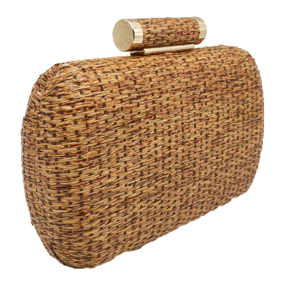 Straw Women Metal Clutches Chain Shoulder and Crossbody Bags