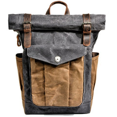 Vintage Canvas Backpacks for Men Oil Wax Canvas Leather Travel Backpack