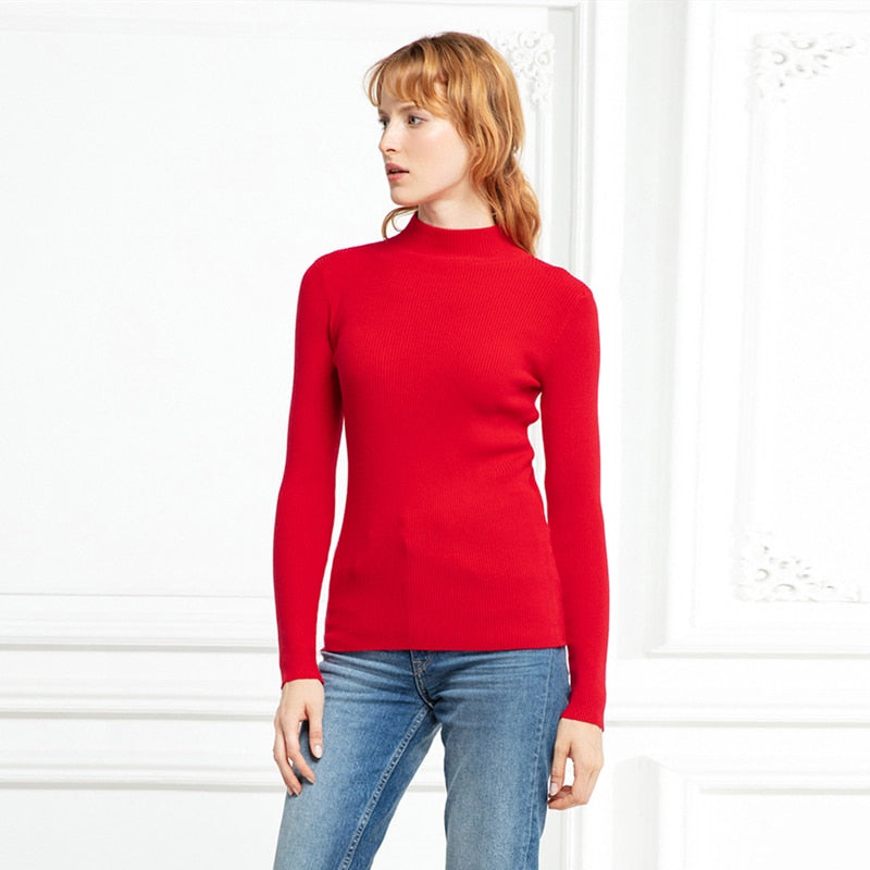 Top Pull Femme Turtleneck Pullovers Sweaters Long Sleeve Slim Oversize