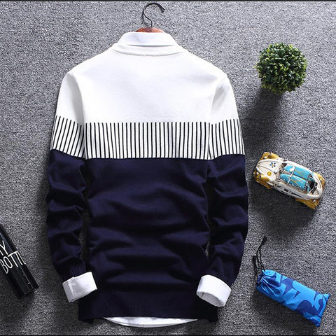 Pullovers Men Fashion Strip Causal Knitted Sweaters
