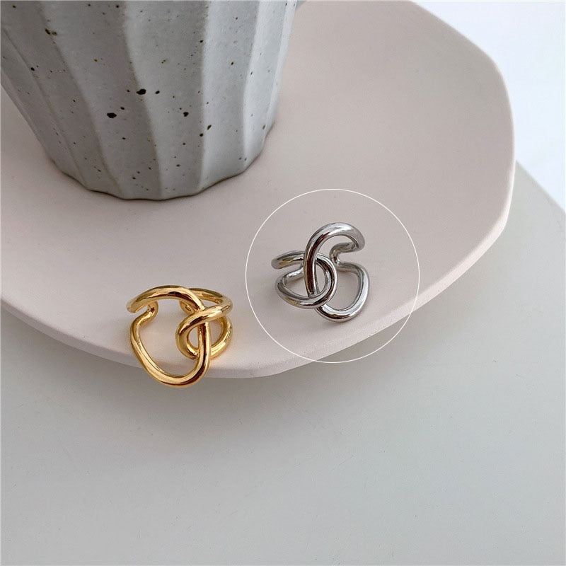 Charming Irregular Chain Geometric Rings Gold Open Rings