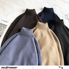 Warm MenTurtleneck Sweaters Solid Color Man Casual Knitter Pullovers