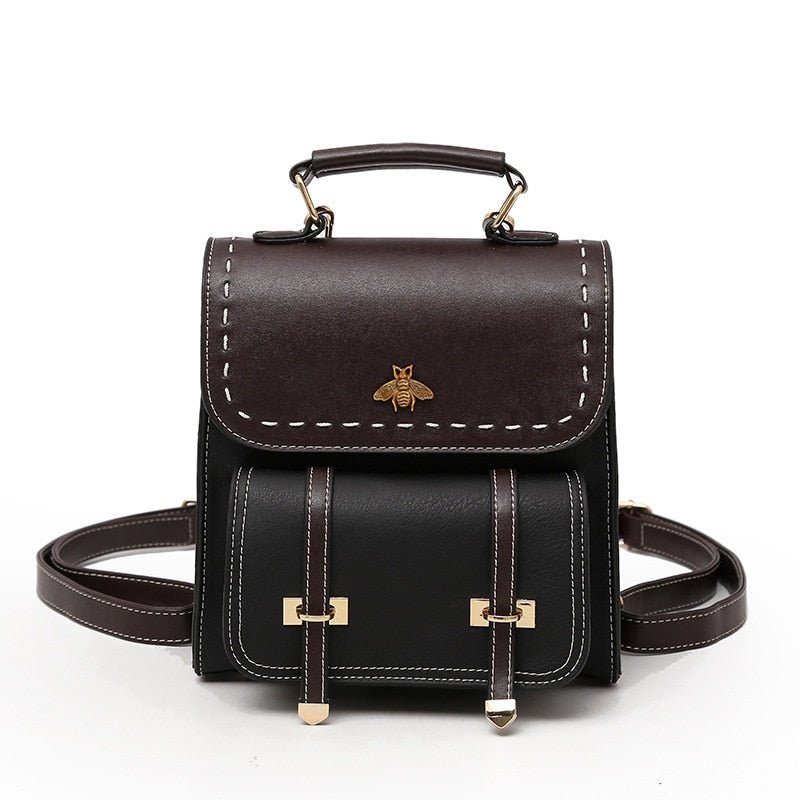 Women Backpack Vintage Leather Preppy Female