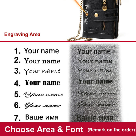 Wallets Name Customized PU Leather Short Card Holder Chain Men