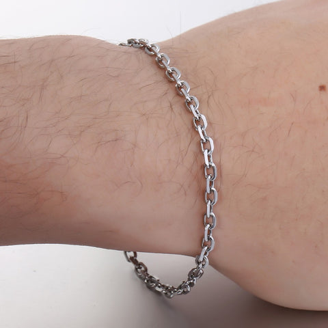 3mm Bracelet for Men Curb Cuban Rolo Box Wheat Link Chain Stainless Steel
