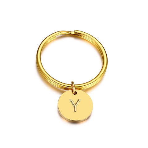 Minimalist Initial Key Chain Letter Engraved