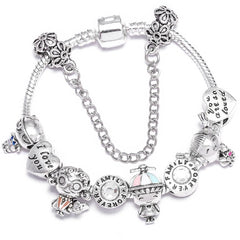 Vintage Silver Color Charms Bracelets Beads Brand