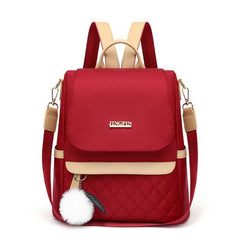 Solid Color Women Shopping Backpack Anti-Theft Travel Bag