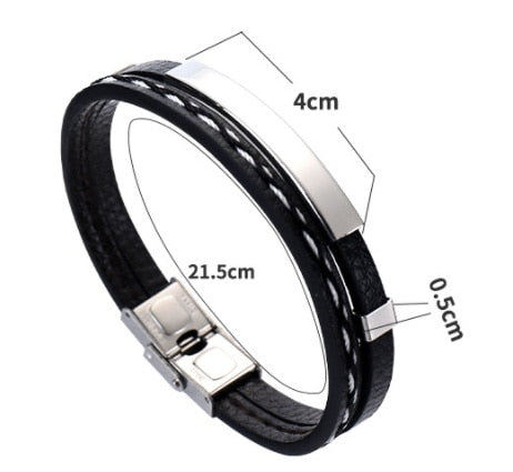 Trendy Men Leatherwear Weave Bracelet Leisure Color