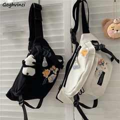 Waist Packs Unisex Large Capacity Harajuku Cross-body Canvas Bag