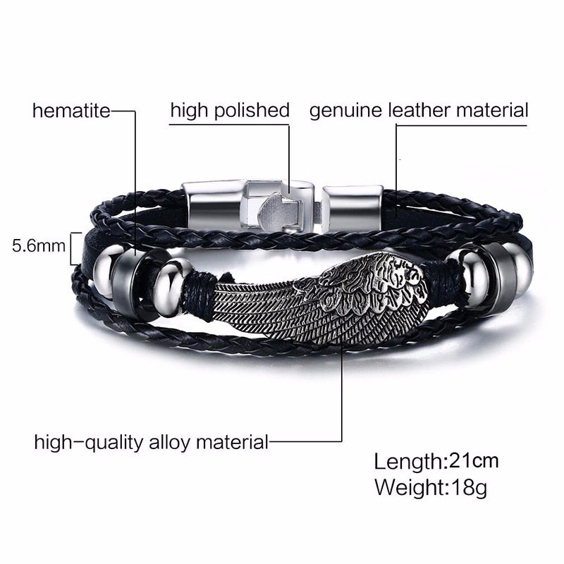 Vintage Rudder Charm Bracelet for Men Multi-layer Leather Rope Bracelets