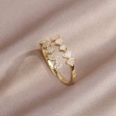 Fashion Jewelry Exquisite Gold Plated Zircon Ring Elegant Adjustable