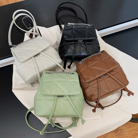 PU Leather Shoulder Bag Female Ladies School Backpack