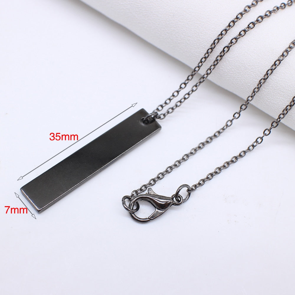 Rectangle Pendant Necklace Men Trendy Simple Stainless Steel