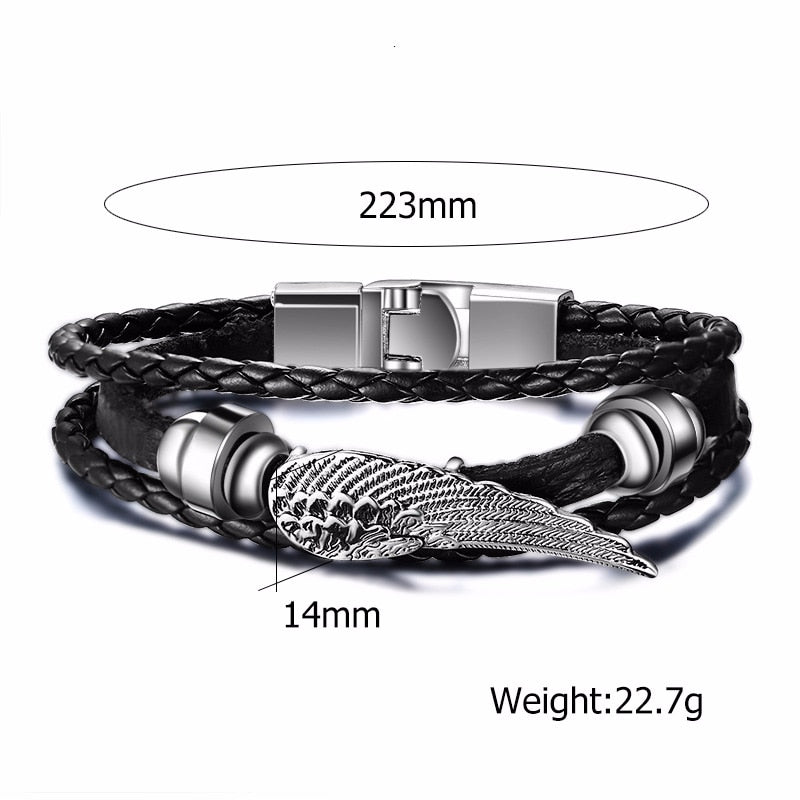 Vintage Rudder Charm Bracelet for Men Multi-layer Leather Rope Bracelets