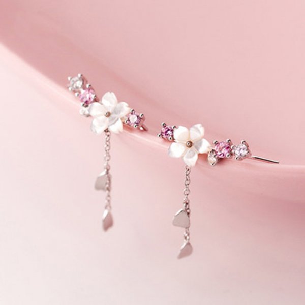 Flower Crystal Temperament Geometric Shiny Zircon Earrings Statement Earrings